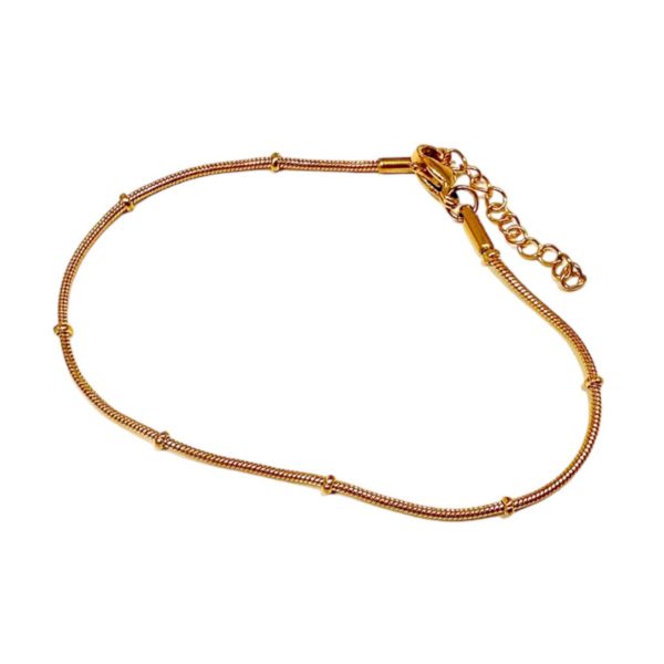 Pulsera Delgada con Bolitas Dorada
