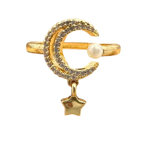 Anillo Luna 🌙 perlita ⚪️ Estrella colgante ✨