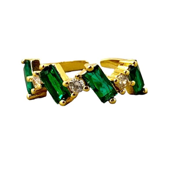 Anillo Cristales Verdes y Brillitos