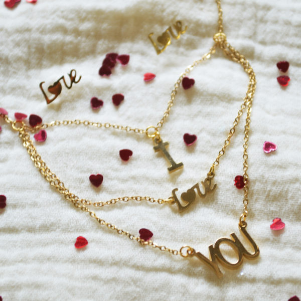 Juego de Collar y Aretes - I Love You