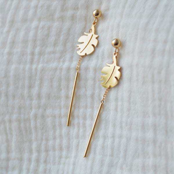 Aretes Colgantes Hoja - Acero Inoxidable