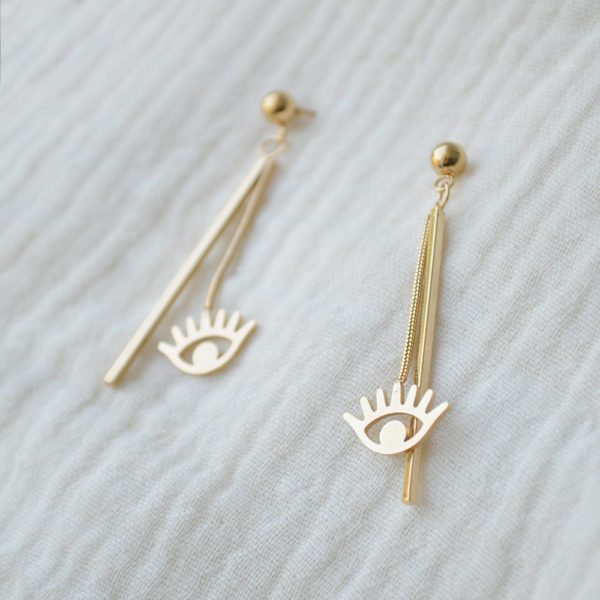 Aretes Colgantes Ojito - Acero Inoxidable
