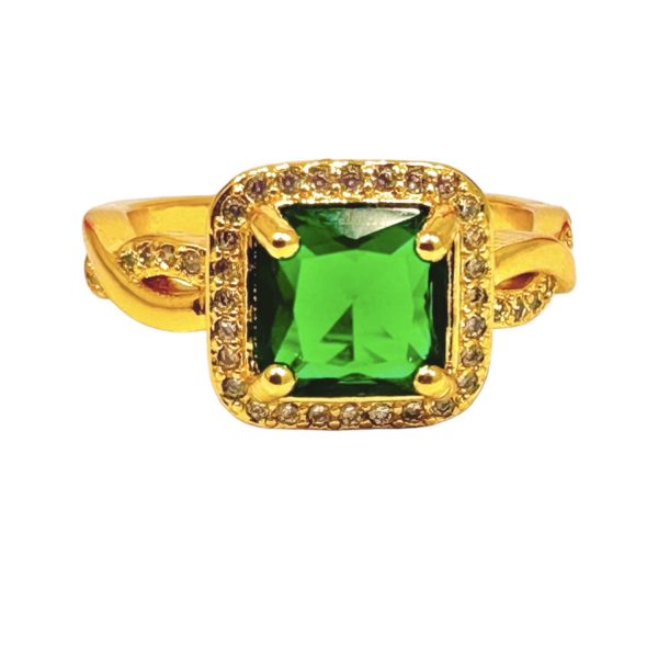 Anillo con Cristal Verde - Ajustable