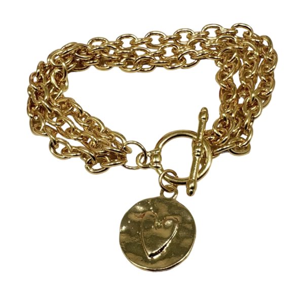 Pulsera triple cadena dije corazón ♥️ rustico