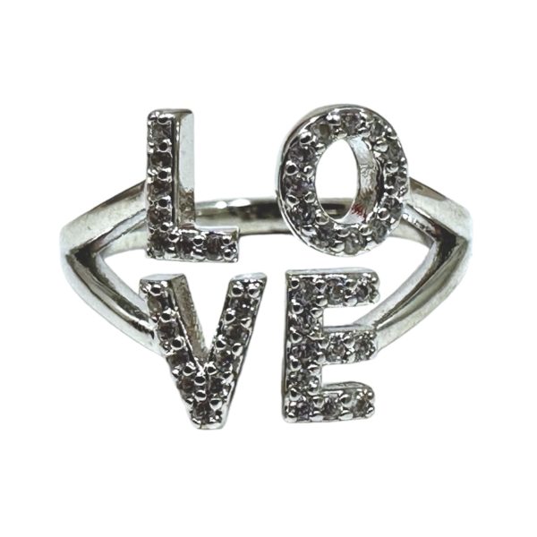 Anillo LOVE zirconias plateado - Ajustable