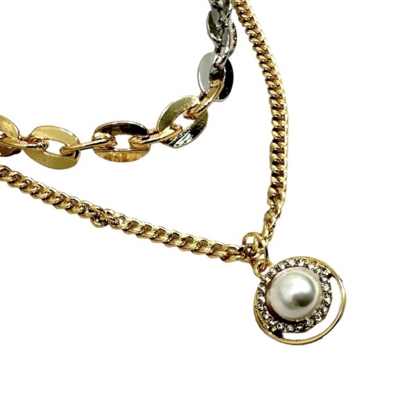 Collar doble caída - Dije Perla cristal y zirconias