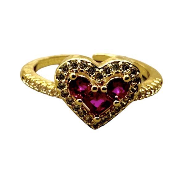 Anillo Corazón Cristales Rosas