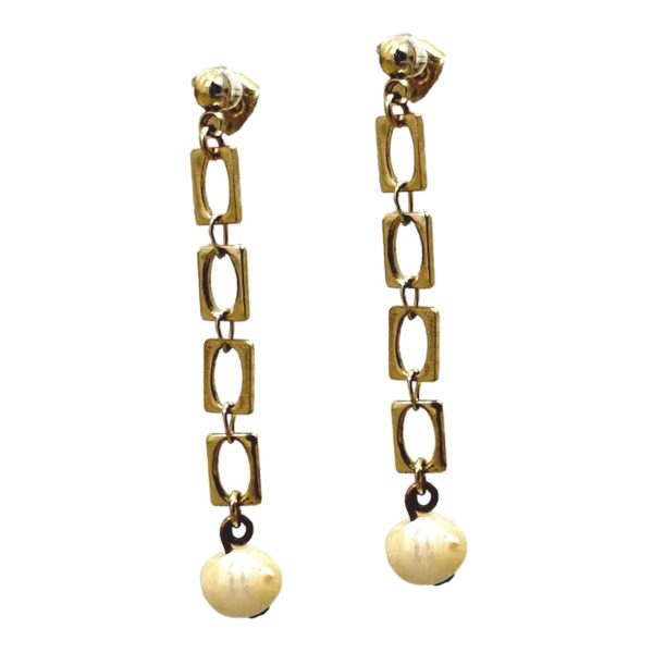 Aretes colgantes cuadros y Perla de río