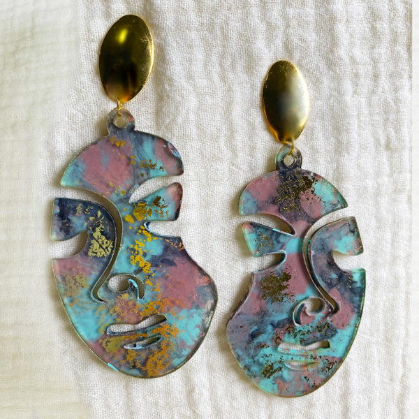 Arete Pintado a mano - Rostro Aqua