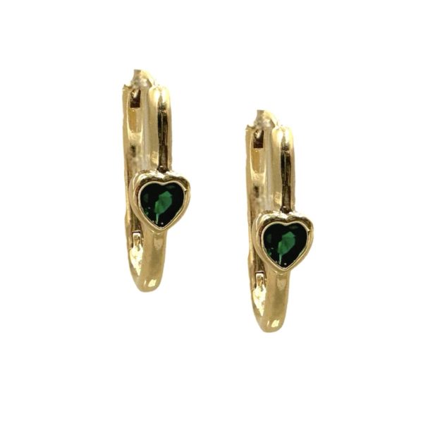 Arracada en U con corazón cristal verde 💚