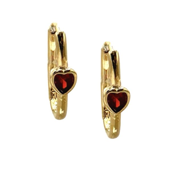 Arracada en U con corazón cristal rojo❤️