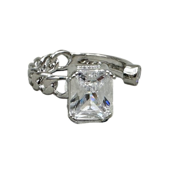 Anillo Cristal rectangular y eslabones