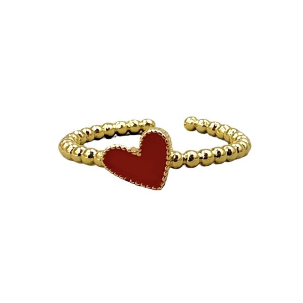 Anillo Corazón Rojo y bolitas ❤️