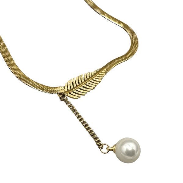 Collar planchado - Hoja y perla