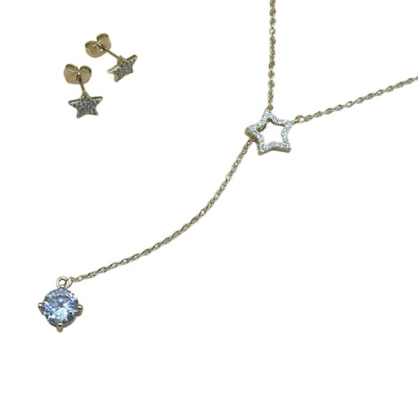Juego collar ajustable + aretes Estrellas ✨