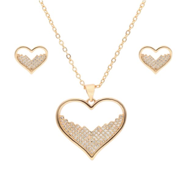 Juego Corazones zirconias rose gold