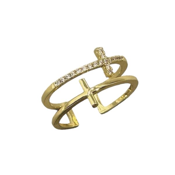 Anillo dos cruces - ajustable