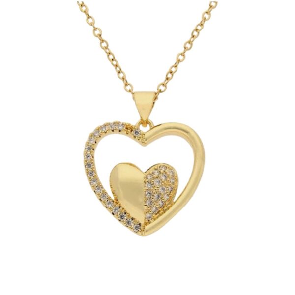 Collar doble corazón con zirconias