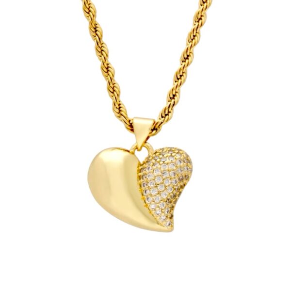 Collar dije corazón bicolor zirconias