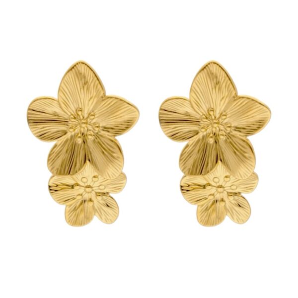 Arete colgante doble flor