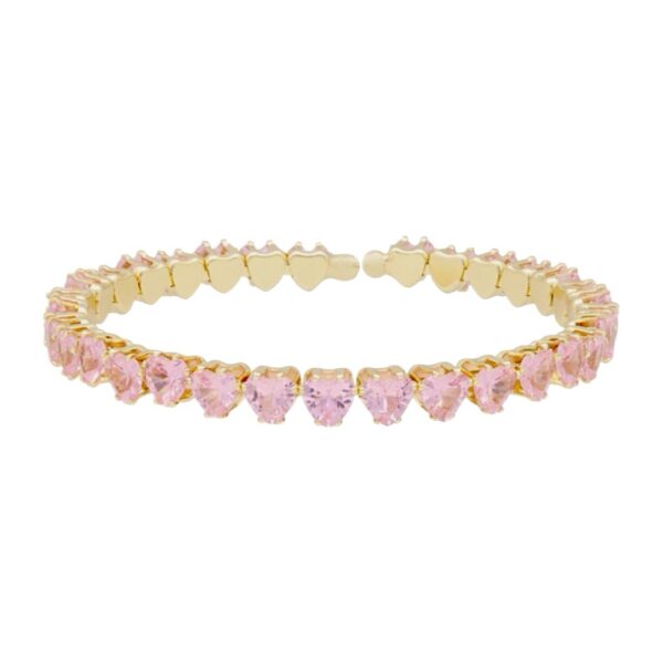 Brazalete cristales corazones rosas 💕