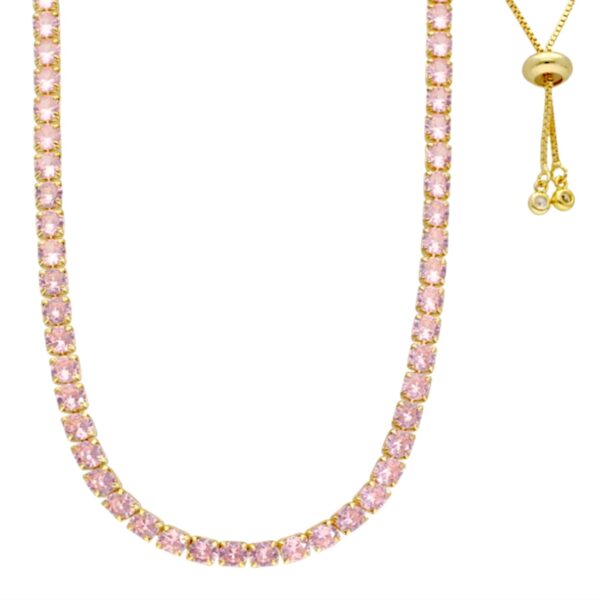 Collar Cristales Rosas- Ajustable largo o choker