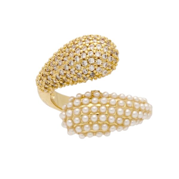 Anillo Gotas zirconias y perlitas - ajustable