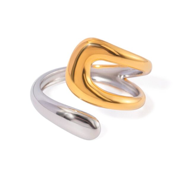 Anillo bicolor gota U - ajustable