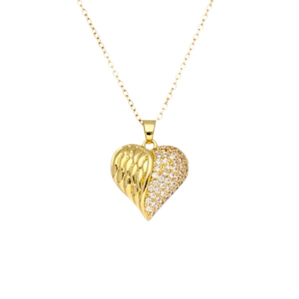 Collar corazón mitad ala mitad zirconias