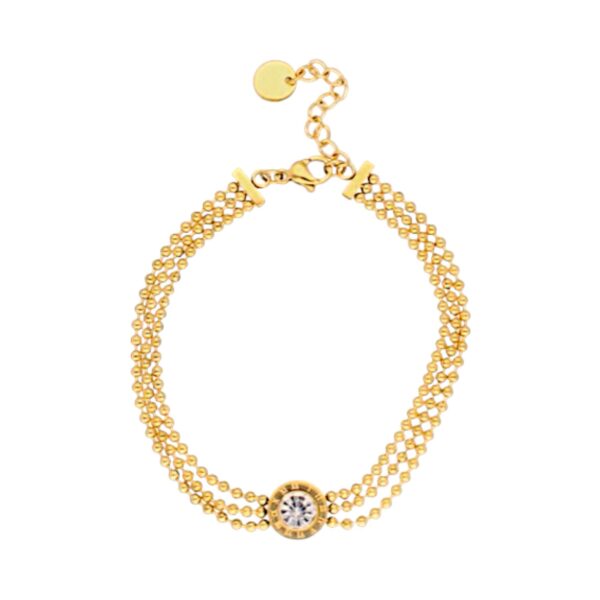 Pulsera triple bolitas y dije cristal romano