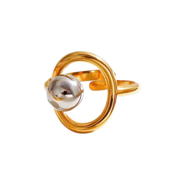 Anillo bicolor aro & esfera - ajustable