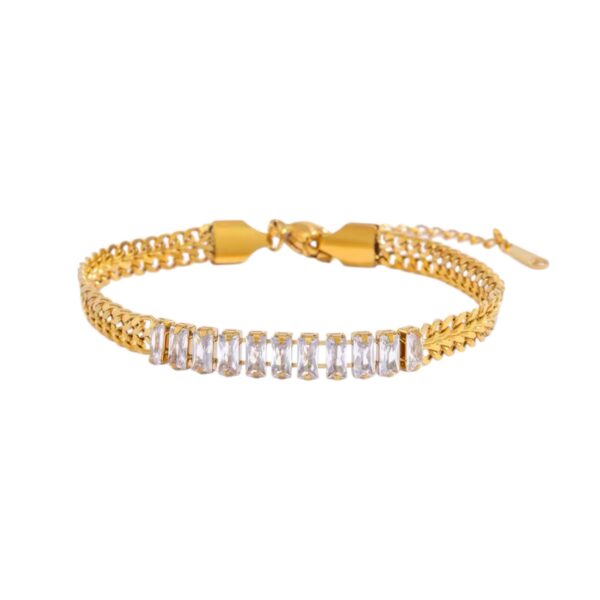 Pulsera tejida con cristales al frente