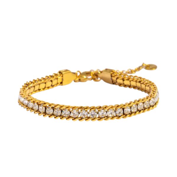Pulsera cristales transparentes y cadenas