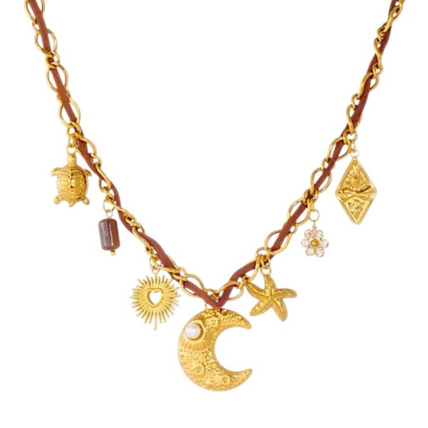 Collar multi dijes Luna e hilo cafe