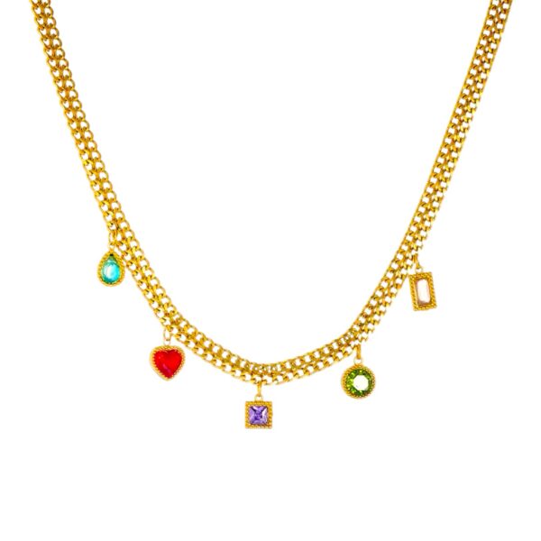 Collar multi dijes cristales de colores