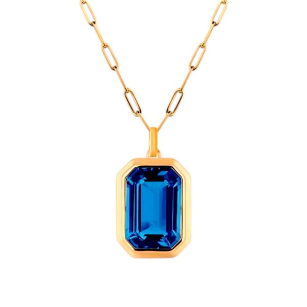 Collar dije cristal azul rectangular