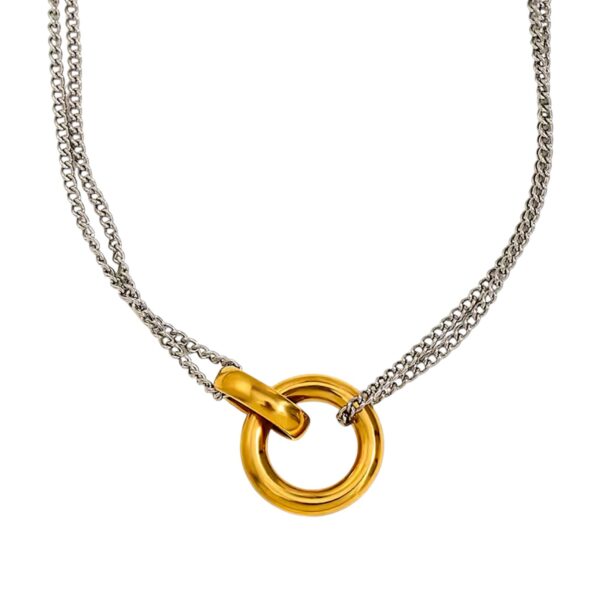 Collar doble circulo unido bicolor