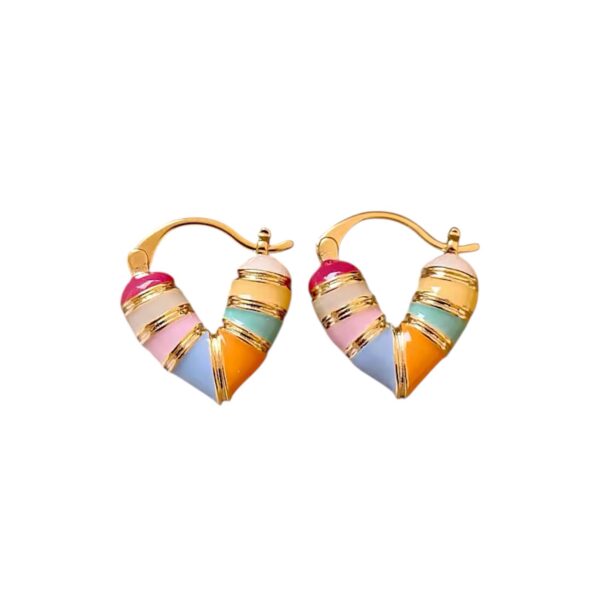 Arete tipo arracada corazón lineas colores