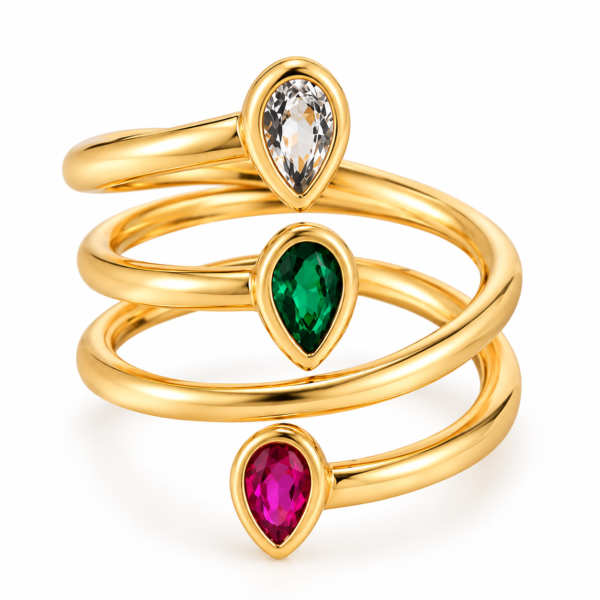Anillo triple cristal enroscado