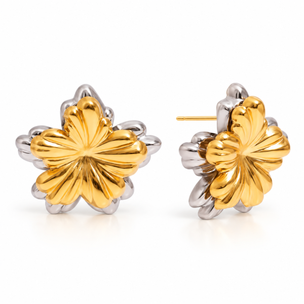 Aretes bicolor Flores (3 en 1)