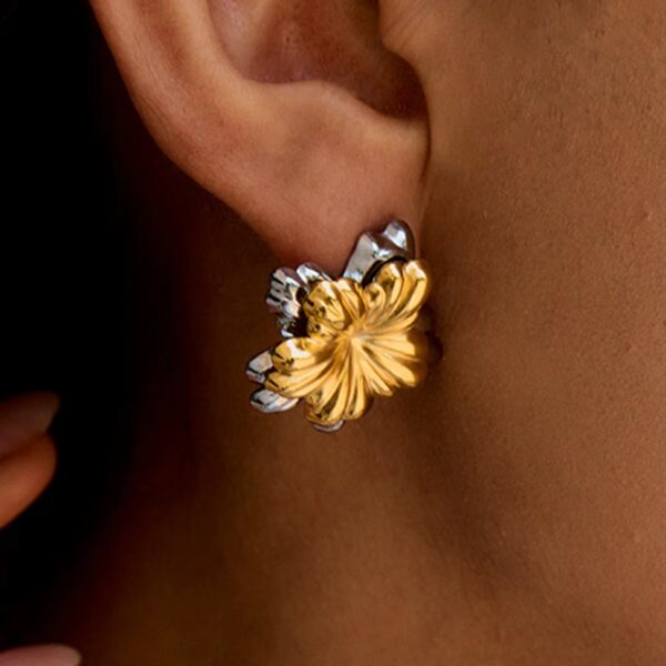 Aretes bicolor Flores (3 en 1)